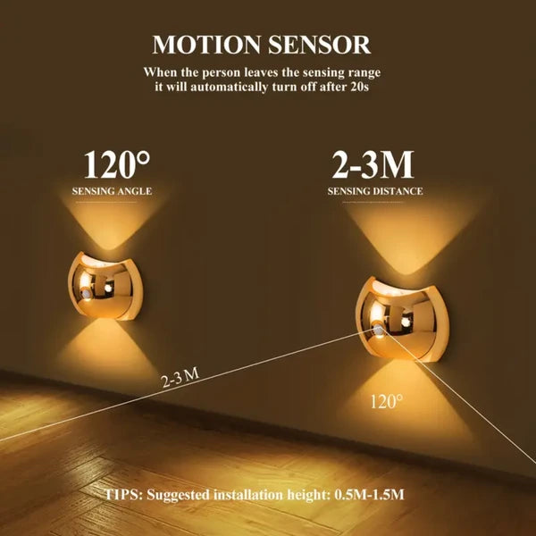 LED Modern Indoor Wall Light With Motion Sensor 3 Color Modes 2700K/4500K/6500K USB Rechargeable Magnetic Portable Wall Sconce For Living Room Bedroom 2 Packs