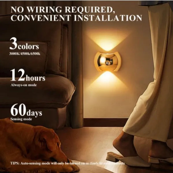 LED Modern Indoor Wall Light With Motion Sensor 3 Color Modes 2700K/4500K/6500K USB Rechargeable Magnetic Portable Wall Sconce For Living Room Bedroom 2 Packs