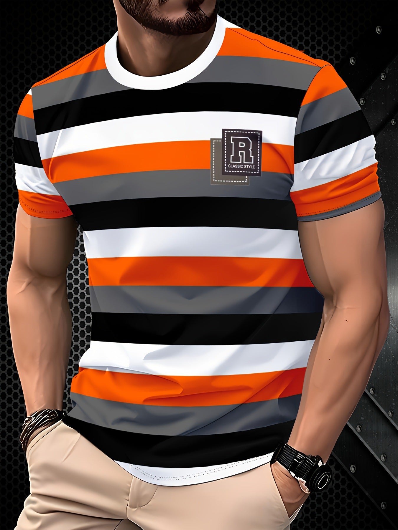Men's 3D Digital Print Crewneck Short-Sleeve T-Shirt