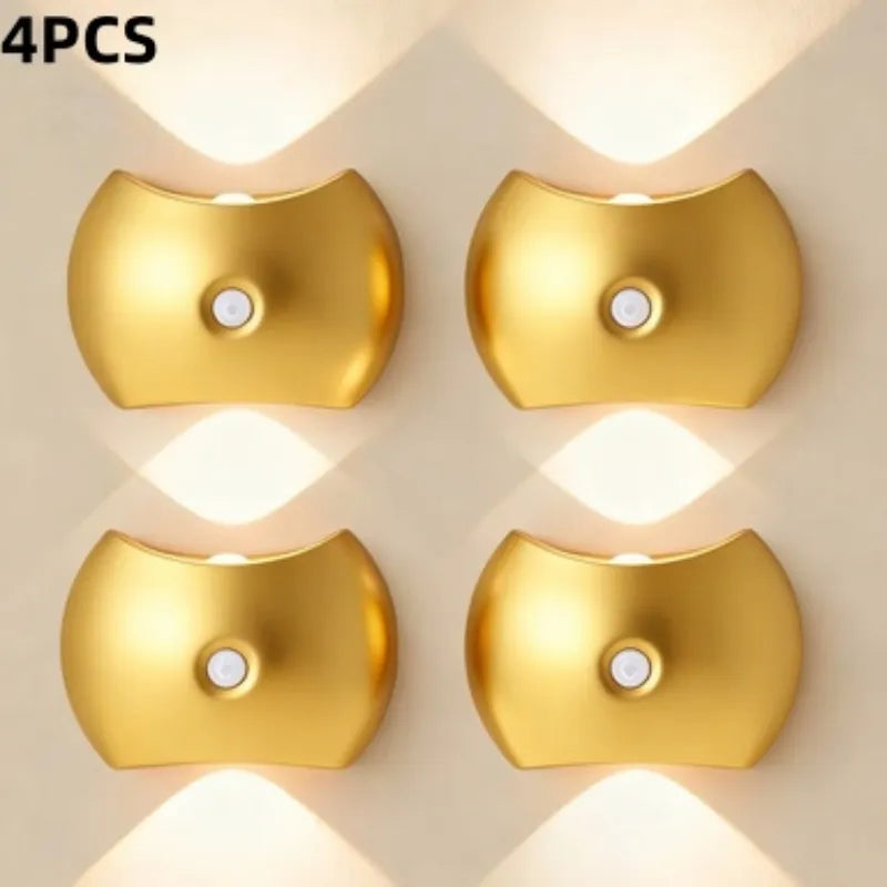 LED Modern Indoor Wall Light With Motion Sensor 3 Color Modes 2700K/4500K/6500K USB Rechargeable Magnetic Portable Wall Sconce For Living Room Bedroom 2 Packs