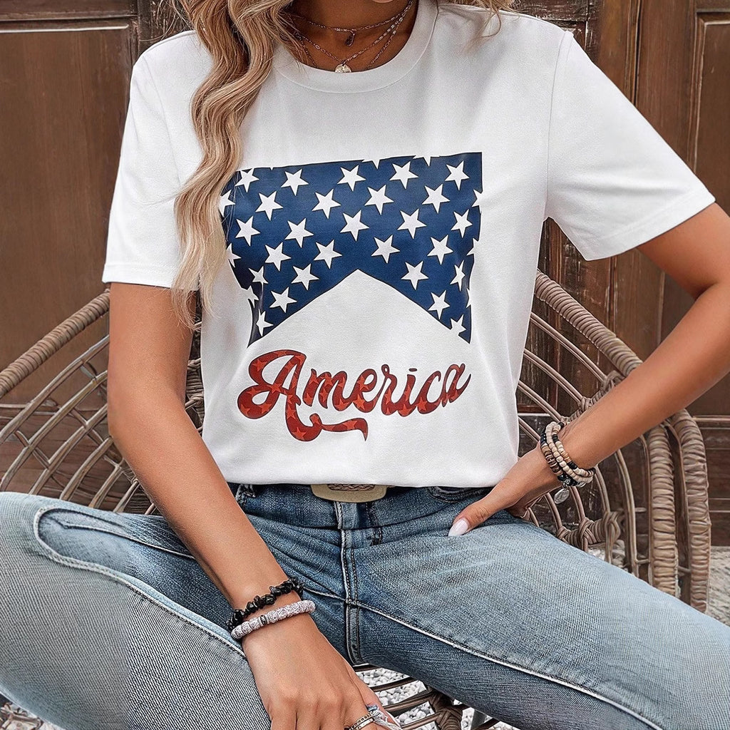 Summer Hot Sale Independence Day T-shirt Cotton
