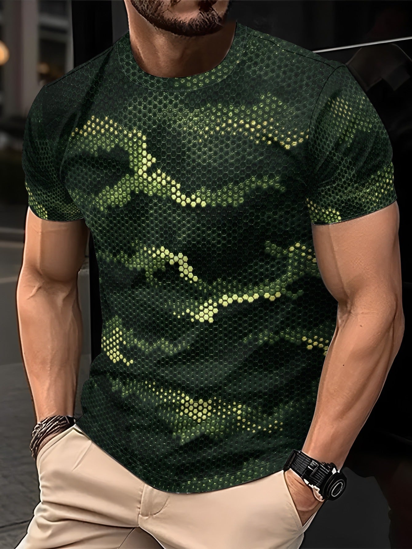 Men's 3D Digital Print Crewneck Short-Sleeve T-Shirt