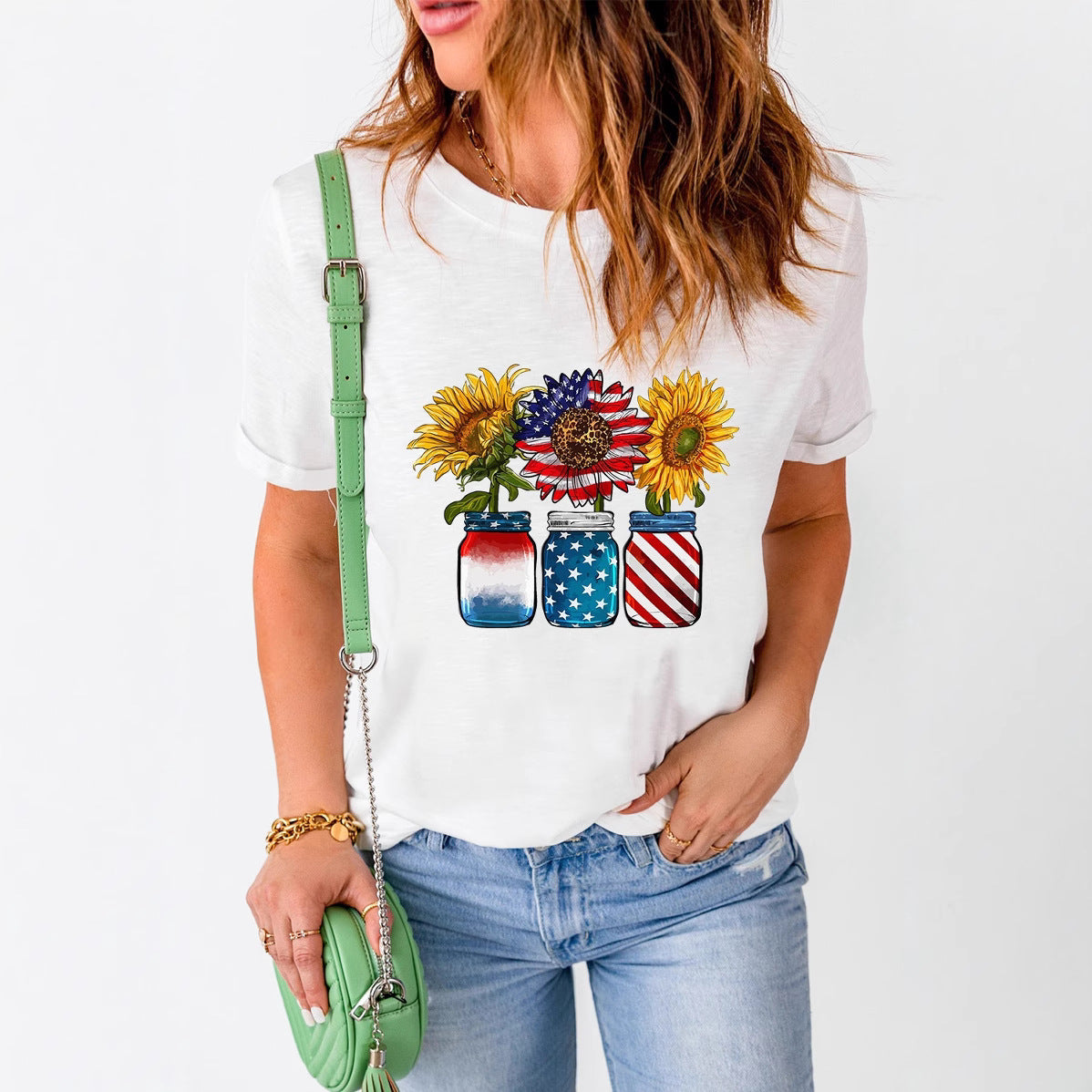 Summer Hot Sale Independence Day T-shirt Cotton