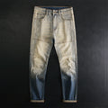 Retro Patchwork Motorcycle Jeans Men